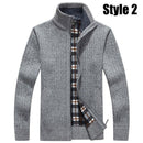 Warm Thick Velvet Cashmere Sweater For Men / Winter Zipper Stand Collar Knitwear-Style2 Pale Gray-S-JadeMoghul Inc.