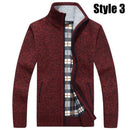 Warm Thick Velvet Cashmere Sweater For Men / Winter Zipper Stand Collar Knitwear-Style3 Red-S-JadeMoghul Inc.