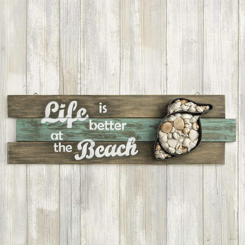 Wedding Cake Accessories Shell Wall sign - 'Life is better at the Beach' From Gifts By Fashioncraft Fashioncraft