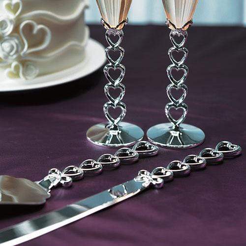 Wedding Cake Accessories Silver Plated Stacked Hearts Cake Serving Set (Pack of 1) JM Weddings
