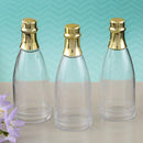 Wedding Candy Buffet Accessories Perfectly Plain Collection champagne bottle acrylic container with gold foil top Fashioncraft