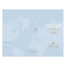 Wedding Ceremony Stationery Vintage Travel Map Trifold Program Pastel Blue (Pack of 1) JM Weddings