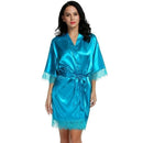 Wedding Dressing Gown - Women Short Satin Bride Robe-Lake blue-L-JadeMoghul Inc.