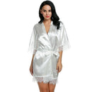 Wedding Dressing Gown - Women Short Satin Bride Robe-White-L-JadeMoghul Inc.