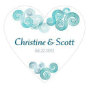 Wedding Favor Stationery Sea Breeze Heart Sticker (Pack of 1) JM Weddings