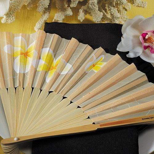 Tropical Fan with Romantic Plumeria Floral Details (Pack of 6)
