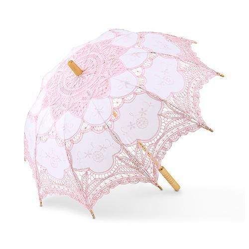 Wedding Parasols Umbrellas & Fans Vintage Pink Battenburg Lace Parasol - Standard (Pack of 1) JM Weddings