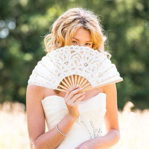 White Lace Hand Fan (Pack of 1)