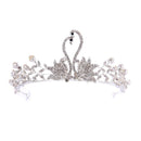 Wedding Reception Accessories New Two Swan Shape Crown Pave Crystal Silver Alloy Bridal Hair Hoop TIY