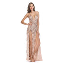 Wedding Reception Accessories Sexy Side-slit Design Women Maxi Sequin Evening Party Slip Dress TIY