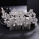 Wedding Reception Accessories Silver Color Hollow Out Pave Crystal Flower And Leaf Shape Hair Combs TIY