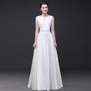 Wedding Reception Accessories Simple White Satin Fabric Sleeveless Design Romantic Women Wedding Dress TIY