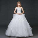 Unique One-shoulder Design Women Lace Mesh Ruffles Bow Tutu Wedding Dress