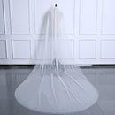 Women Simple Design Double Layer Chapel Pattern 3m Sweep Length Train Veil