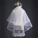 Women Wedding Medium Length Double Layer Lace Bridal Veil
