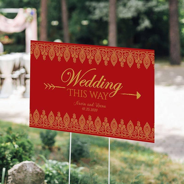 Wedding Signs Personalized Directional Sign (18x12) - Indian Jewel Kate Aspen