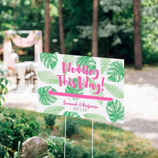 Wedding Signs Personalized Directional Sign (18x12) - Pineapples & Palms Kate Aspen