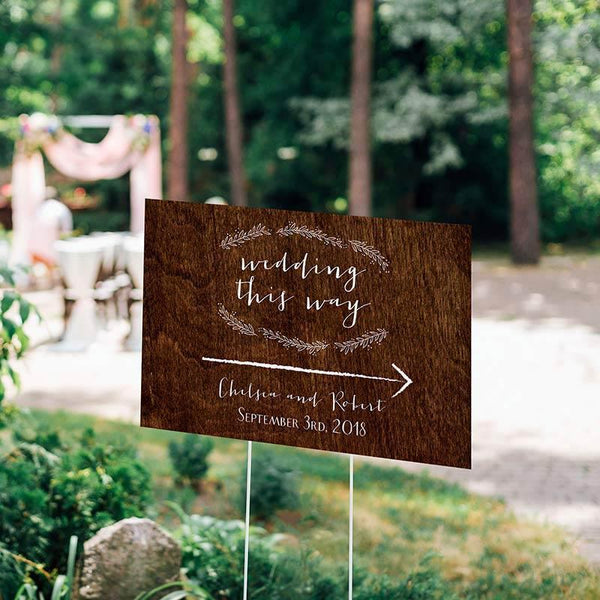 Wedding Signs Personalized Directional Sign (18x12) - Rustic Kate Aspen
