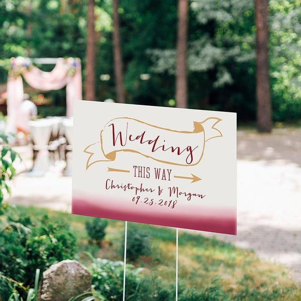 Wedding Signs Personalized Directional Sign (18x12) - Vineyard Kate Aspen