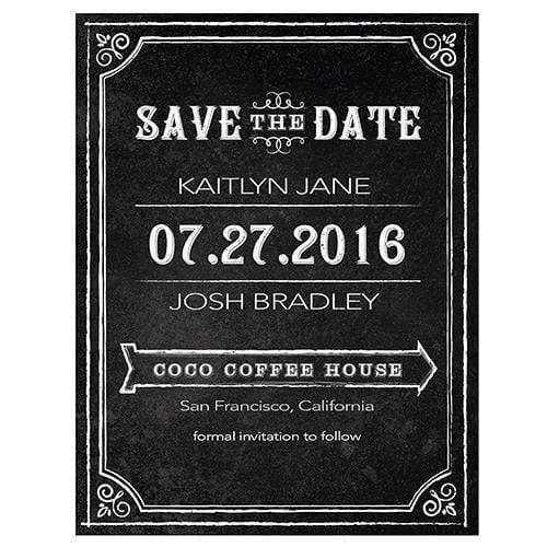 Weddingstar Save the Date Card with Chalkboard Print Design Daiquiri Green (Pack of 1) JM Weddings