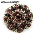 WEIMANJINGDIAN Brand Vintage Gold Color Plated Crystal Rhinestones Flower Antique Brooch Pins for Women in Assorted-5365-JadeMoghul Inc.