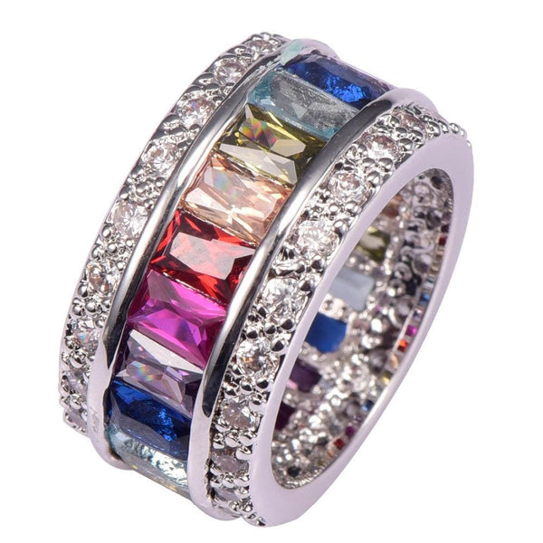 Weinuo Sterling-Silver-Jewelry Multi Colour Crystal Zircon 925 Sterling Silver Jewelry Wholesale Retail Ring for Women Size 6-12-10-F676-JadeMoghul Inc.