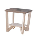 Well- Designed End Table With Display Shelf, White and brown-Side Tables and End Tables-White and Brown-Wood-JadeMoghul Inc.