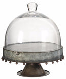 Well- Designed Pedestal Plate with Glass Dome, Large-Decorative plates-Gray-Metal-JadeMoghul Inc.