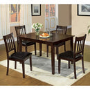 West Creek Transitional 5Pc Dining Table Set, Espresso Finish-Dining Sets-Espresso-Leatherette Solid Wood Wood Veneer & Others-JadeMoghul Inc.