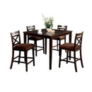 Weston I Dapper Five Counter Table Set, Transitional Style, Espresso-Living Room Furniture Sets-Espresso-Microfiber Solid Wood Wood Veneer & Others-JadeMoghul Inc.