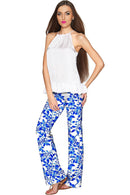 Whimsy Amelia Blue & White Print Palazzo Pant - Women-Whimsy-XS-White/Blue-JadeMoghul Inc.