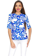 Whimsy Sophia Elbow Sleeve Dressy Top - Mommy & Me-Whimsy-18M/2-White/Blue-JadeMoghul Inc.