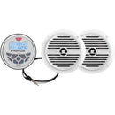 White Gauge-Style In-Dash Radio with 6.5" White Marine Speakers-Receivers & Accessories-JadeMoghul Inc.