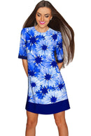 Wild Bloom Grace Blue Floral Elegant Shift Dress - Women-Wild Bloom-XS-Blue-JadeMoghul Inc.