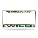 WILD ® LASER CHROME FRAME - TAN BACKGROUND WITH DARK GREEN LETTERS-FCL Chrome Laser License Frame-JadeMoghul Inc.