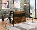Wooden Bar Unit with Stemware Rack, Wire Brushed Black
