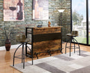 Wooden Bar Unit with Stemware Rack, Wire Brushed Black