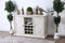 Wooden Server with Two Door Cabinet and Wine Bottle Rack, White