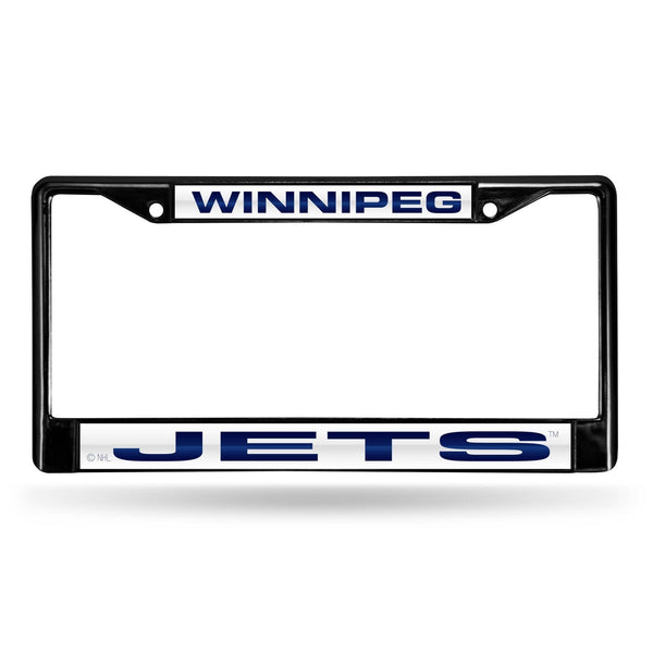 Mercedes License Plate Frame Winnipeg Jets Black Laser Chrome Frame