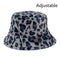 Winter Cow Leopard Print Faux Fur Plush Bucket Hats For Women Outdoor Warm Hat Soft Velvet Fisherman Cap Lady Fashion Panama AExp