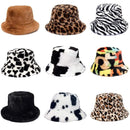 Winter Cow Leopard Print Faux Fur Plush Bucket Hats For Women Outdoor Warm Hat Soft Velvet Fisherman Cap Lady Fashion Panama JadeMoghul Inc.