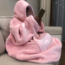 Winter Oversized Hoodies Women Fleece Warm TV Blanket with Sleeves Pocket Flannel Plush Thick Sherpa Giant Hoody Long Sweatshirt AExp