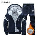 Winter Tracksuits For Men - Thick Fleece Hoodie & Pants Suit-EM074 Black-S-JadeMoghul Inc.