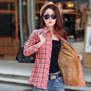 Winter Warm Faux fur Lined Jacket /Plaid Shirt Style Coat-20-L-JadeMoghul Inc.