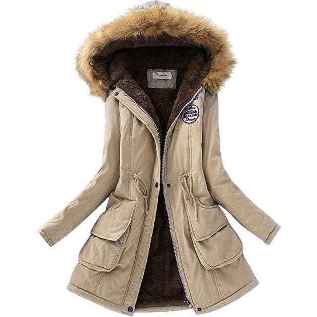 Winter Warm fur Lined Jacket-Khaki-XXL-JadeMoghul Inc.