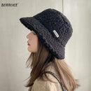 Winter Women Hats Teddy Velvet Warm Ear Protector Fisherman Hat Accessories Vintage Lamb Velvet Cap Lovely Plush Bucket Hat JadeMoghul Inc.