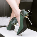 Woman Extreme 10cm High Heel Pumps Female Flock Velvet Pointed Toe Heels Ladies Footwear Scarpins Shoes-Heel Height 10cm 1-4-JadeMoghul Inc.