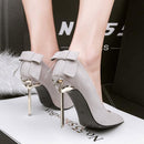 Woman Extreme 10cm High Heel Pumps Female Flock Velvet Pointed Toe Heels Ladies Footwear Scarpins Shoes-Heel Height 10cm 4-4-JadeMoghul Inc.