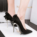Woman Extreme 10cm High Heel Pumps Female Flock Velvet Pointed Toe Heels Ladies Footwear Scarpins Shoes-Heel Height 10cm 5-4-JadeMoghul Inc.