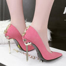Woman Extreme 10cm High Heel Pumps Female Flock Velvet Pointed Toe Heels Ladies Footwear Scarpins Shoes-Heel Height 10cm 7-4-JadeMoghul Inc.